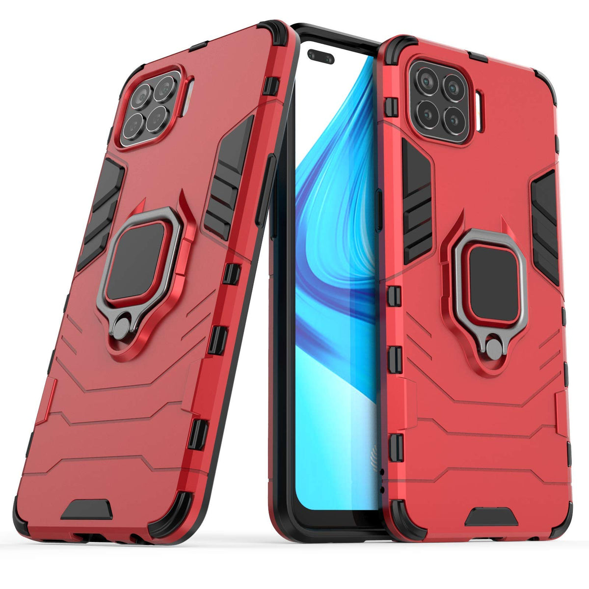 Wuzixi Case for Oppo F17 Pro. Sturdy and Durable, Built-in Kickstand, Anti-Scratch, Shock Absorption, Durable, Cover for Oppo F17 Pro.Red