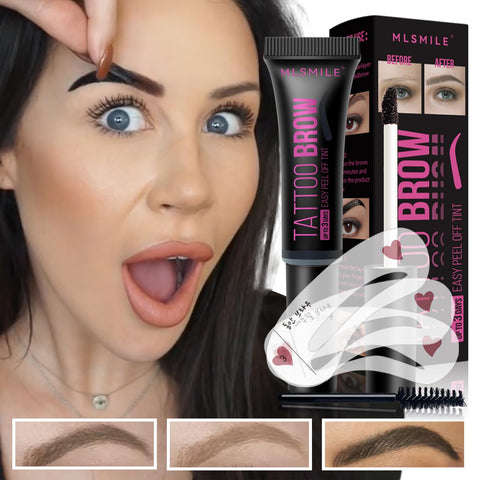 Easilydays Brown Eyebrow Gel, Peel Off Tattoo Eyebrow Tinted with Reusable Eyebrow Stencils & Brush, Brow Gel Eyebrow Tattoos Long-Lasting, Waterproof Eye Brow Kits For Women, 02# Medium Brown