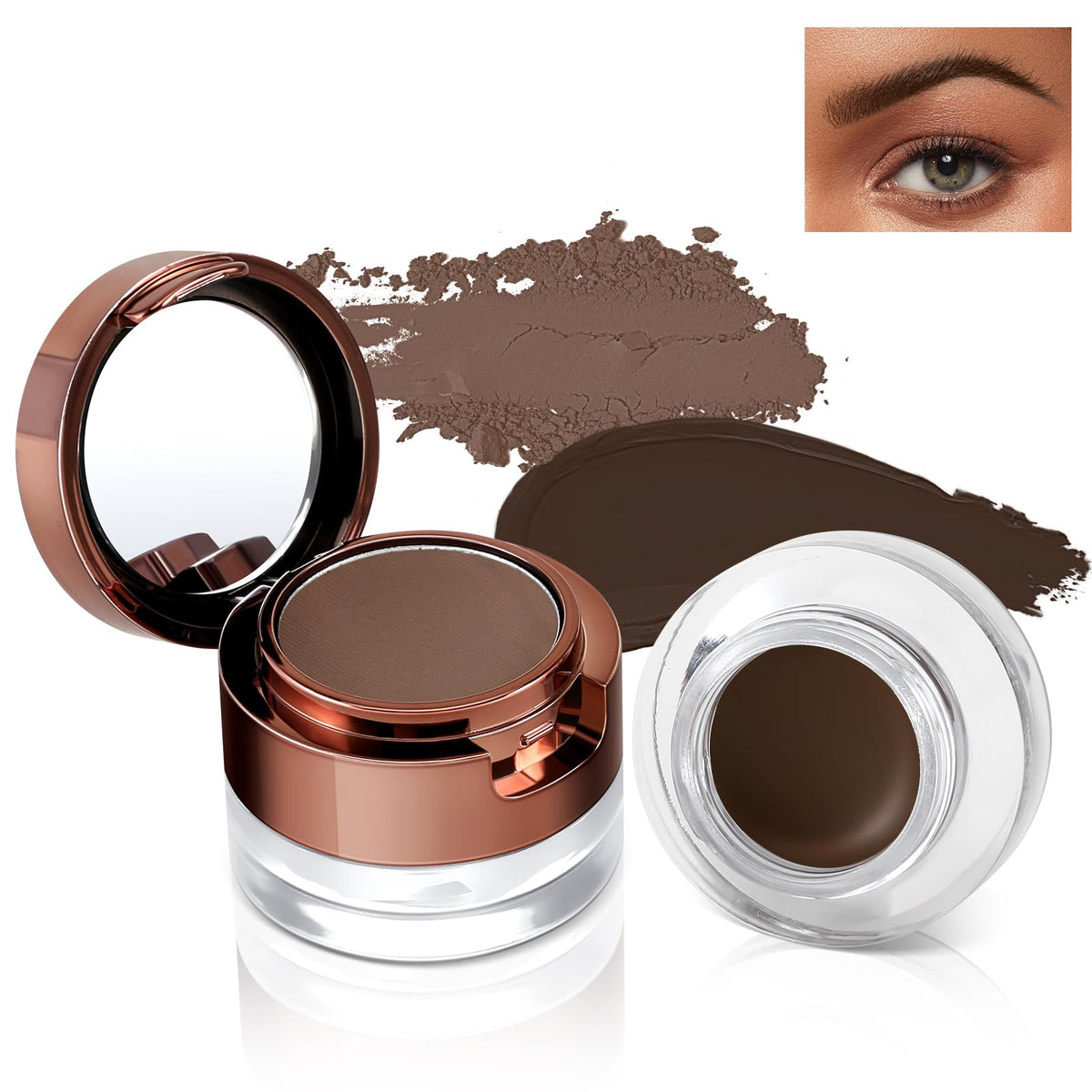 Boobeen Eyebrow Duo Kit - Eyebrow Gel and Powder, Shapes, Defines, Fills Brows for Naturally Looking Color All Day, Water Resistant