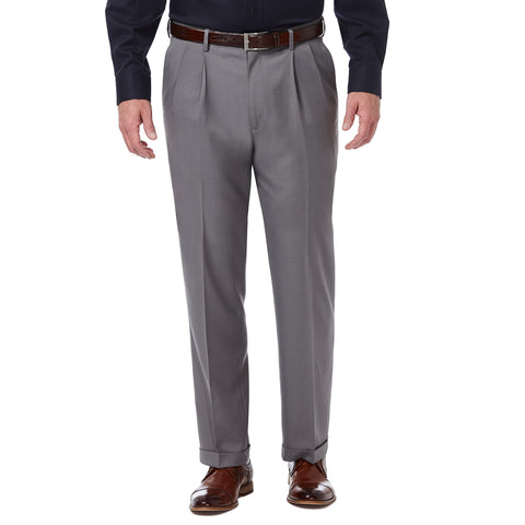 Haggar Men's Premium Comfort Classic Fit Pleat Front Pant Reg. and Big & Tall Sizes, Medium Grey, 38W x 31L