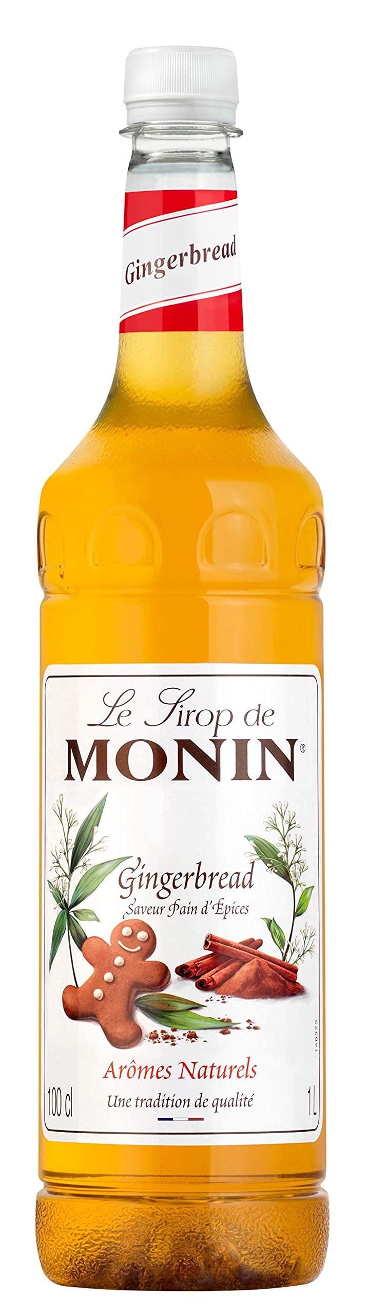 MONIN Premium Gingerbread Syrup 1L for Coffee and Cocktails. Vegan-Friendly, Allergen-Free, 100% Natural Flavours and Colourings