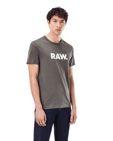 G-Star Raw Men's Holorn Graphic Crew Neck Short Sleeve T-Shirt, RAW: Gs Grey, Large