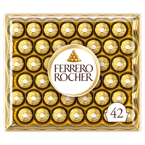 Ferrero Rocher Pralines, Chocolate Gift, Easter Chocolate, Birthday Gifts, Large Chocolate Box Covered in Milk Chocolate and Nuts, Box of 42 (525g)