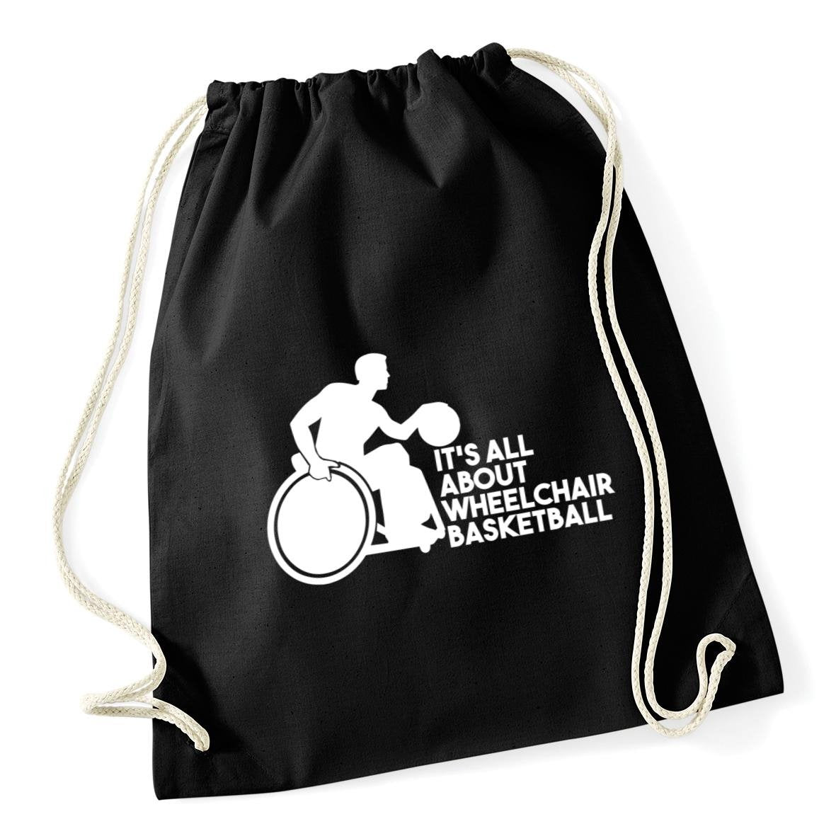 HippoWarehouse It's all about wheelchair basketball Drawstring Cotton School Gym Kid Bag Sack 37cm x 46cm, 12 litres