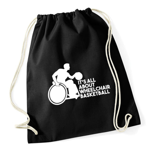 HippoWarehouse It's all about wheelchair basketball Drawstring Cotton School Gym Kid Bag Sack 37cm x 46cm, 12 litres