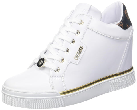 GUESS Women's Faster Sneaker, White, 6.5
