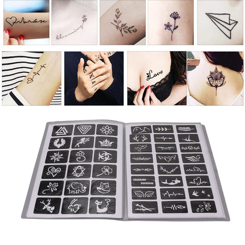 19 Sheets Tattoo Stencils, Waterproof Temporary Reusable Body Art Glitter Tattoo Templates (31 X 23.2cm) - More Than 400 Patterns
