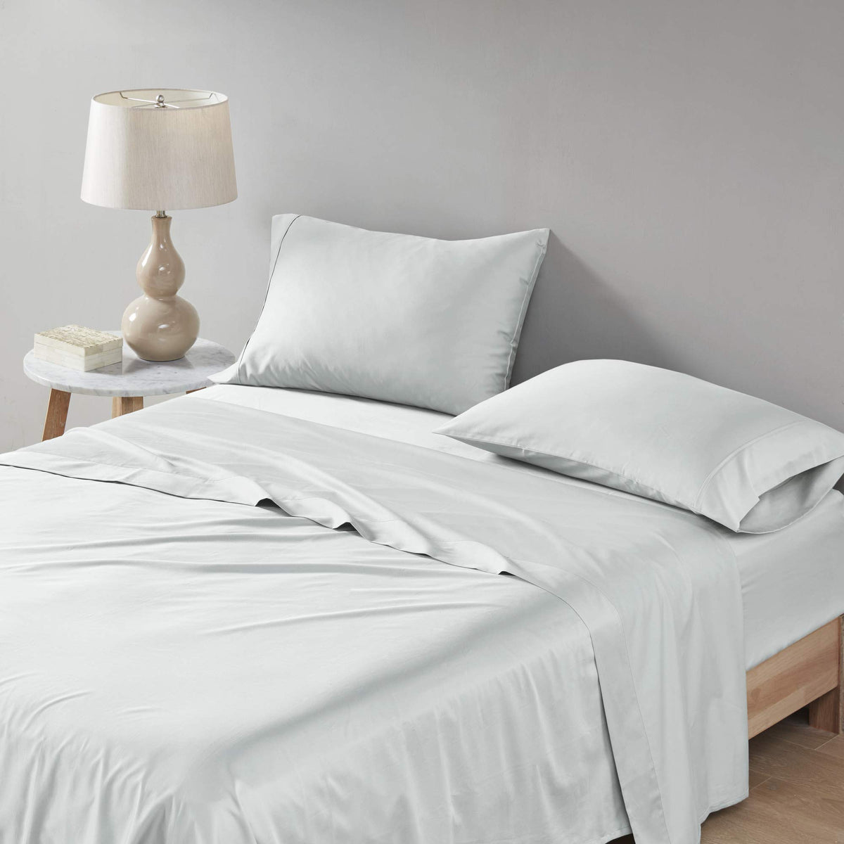 Comfort Spaces Egyptian Cotton Sheet Set 500 TC, Super Soft, Fade Resistant, 16 Inch Deep Pocket, Elastic All Around - Cozy Breathable Sheet All Year Round, Antimicrobial, King, Grey 4 Pieces