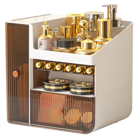 Taylor & Brown Makeup Organiser Cosmetic Storage Box, Make up Organizer Dressing Table Plastic Cosmetics Holder Countertop with Drawer for Beauty Skincare