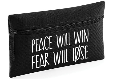 HippoWarehouse Peace Will Win and Fear Will Lose Printed Pencil Case Desk Organiser College School University 21x14cm 0.5 litres