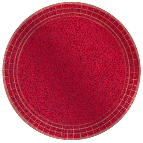 Round Prismatic Paper Plates- 9'' | Red | 8 Pcs.