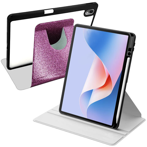 Rotating Case Compatible with Huawei MatePad 11.5 S 2024, Huawei MatePad 11.5 / MatePad Air 11.5 Inch 2023, with Pen Holder, Auto Wake/Sleep, Glitter Purple