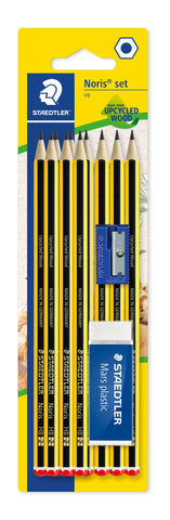 STAEDTLER 120S1BK10D Noris Pencils HB with Sharpener and Eraser, Pack of 10
