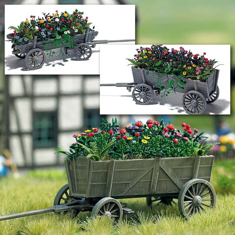 Busch 1228 Wooden Cart with Flowers HO Scale Model Vehicle