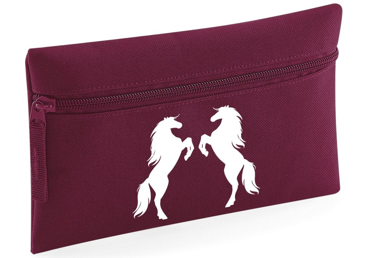 HippoWarehouse Two Horses Printed Pencil Case Desk Organiser College School University 21x14cm 0.5 litres