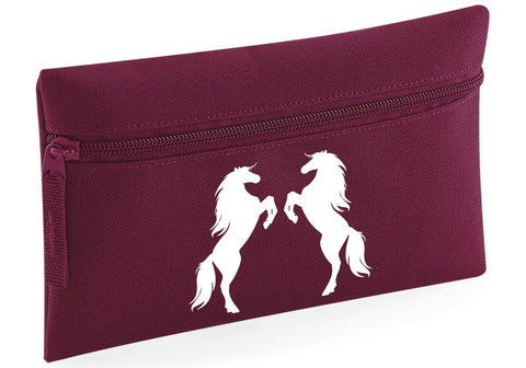 HippoWarehouse Two Horses Printed Pencil Case Desk Organiser College School University 21x14cm 0.5 litres