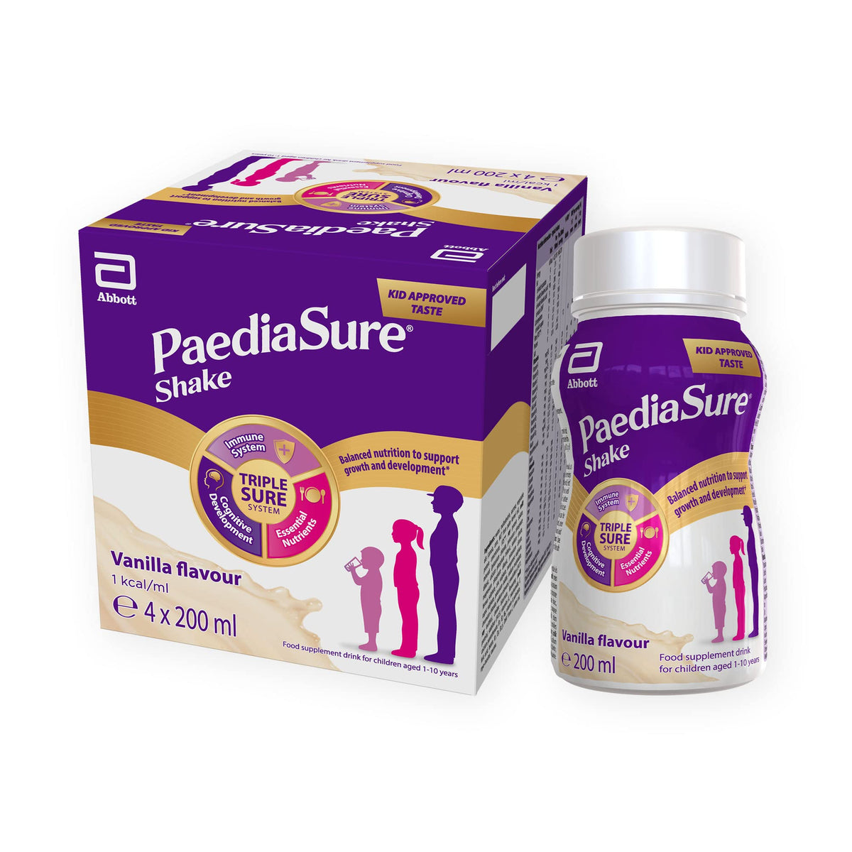 PaediaSure Shake Ready-To-Drink Bottles, 4 x 200ml, Chocolate Flavour, Supplement for Kids with 26 Vitamins & Minerals, Vitamin D, Iron & Protein, Supports KidsÃƒÆ’Ã‚Â¢ÃƒÂ¢Ã¢â‚¬Å¡Ã‚Â¬ÃƒÂ¢Ã¢â‚¬Å¾Ã‚Â¢ Healthy Growth & Immunity