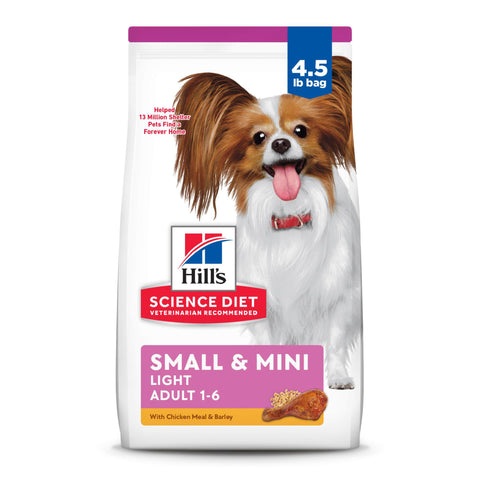 Hill's Science Diet Dry Dog Food, Adult, Light, Small Paws, Chicken Meal & Barley Recipe, 4.5 lb. Bag