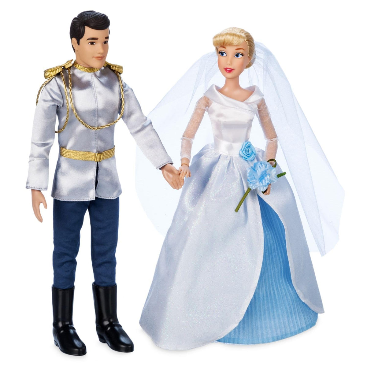 Disney Store Official Princess Wedding Doll Set (Cinderella & Prince Charming) Princess Toys with Molded Details, Deluxe Wedding Costumes, Scenic Display Packaging and Accessories - Set of 2
