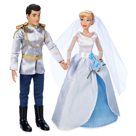 Disney Store Official Princess Wedding Doll Set (Cinderella & Prince Charming) Princess Toys with Molded Details, Deluxe Wedding Costumes, Scenic Display Packaging and Accessories - Set of 2