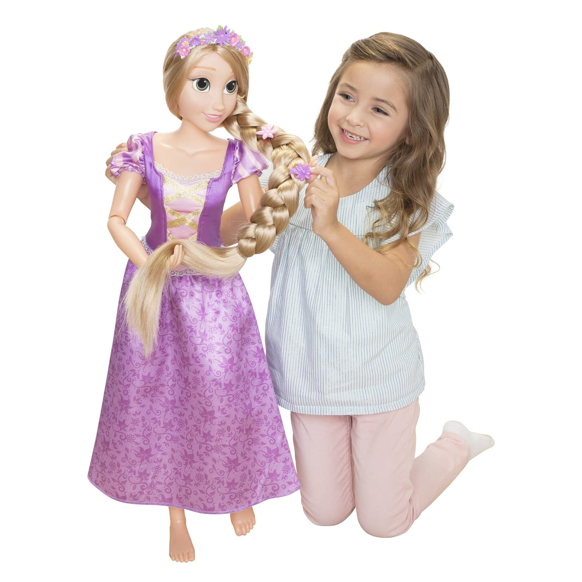 Disney Princess Rapunzel Doll Playdate 32ÃƒÆ’Ã†â€™Ãƒâ€šÃ‚Â¢ÃƒÆ’Ã‚Â¢ÃƒÂ¢Ã¢â€šÂ¬Ã…Â¡Ãƒâ€šÃ‚Â¬ÃƒÆ’Ã¢â‚¬Å¡Ãƒâ€šÃ‚Â Tall & Poseable, My Size Articulated Doll in Purple Dress, Comes with Brush to Comb Her Long Golden Hair, Flower Garland Hairband & Hair Pins