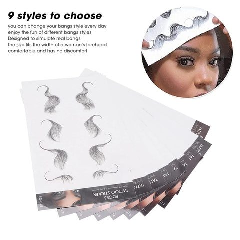 Hair Edges Tattoo Stickers 9 Styles Fashion Temporary Hair Tattoos Waterproof DIY Hairstyling Hair Stickers Fake Hairline Sticker for Women