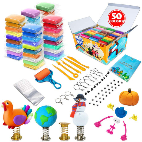Modelling Clay Kit - 50 Colors Air Dry Magic Clay, DIY Molding Clay with Tools, Craft Kit for Kids Boys Girls, Presents Gift for Boys & Girls Age 3-12 Year Old