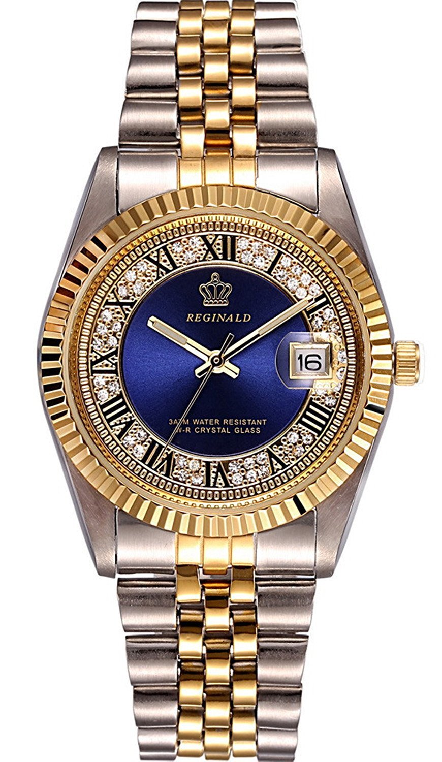 MASTOP Women's Watch Luminous Waterproof Quartz Silver Gold Two Tone Stainless Steel Dress Bracelet Watch (Blue)