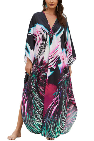YouKD Women's Large Size Kaftan Robes Boho Beach Cover Up Dress Roomy Poncho One Size