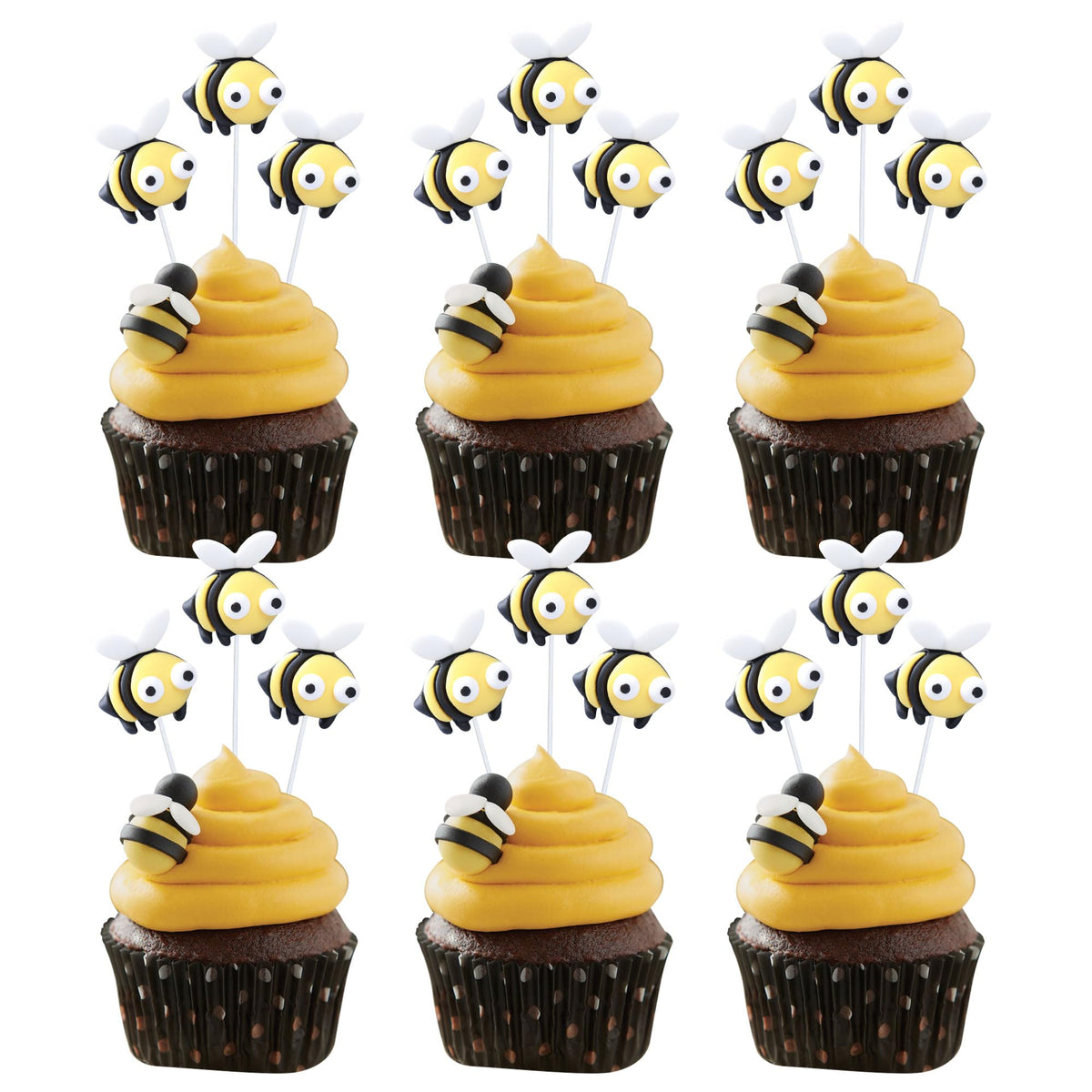 Gyufise 24Pcs Bumble Bee Cupcake Toppers Little Figurine Bee Cupcake Picks Oh Babee Cake Decorations for Bee Theme Baby Shower Kids Boys Girls Birthday Party Decoration Supplies