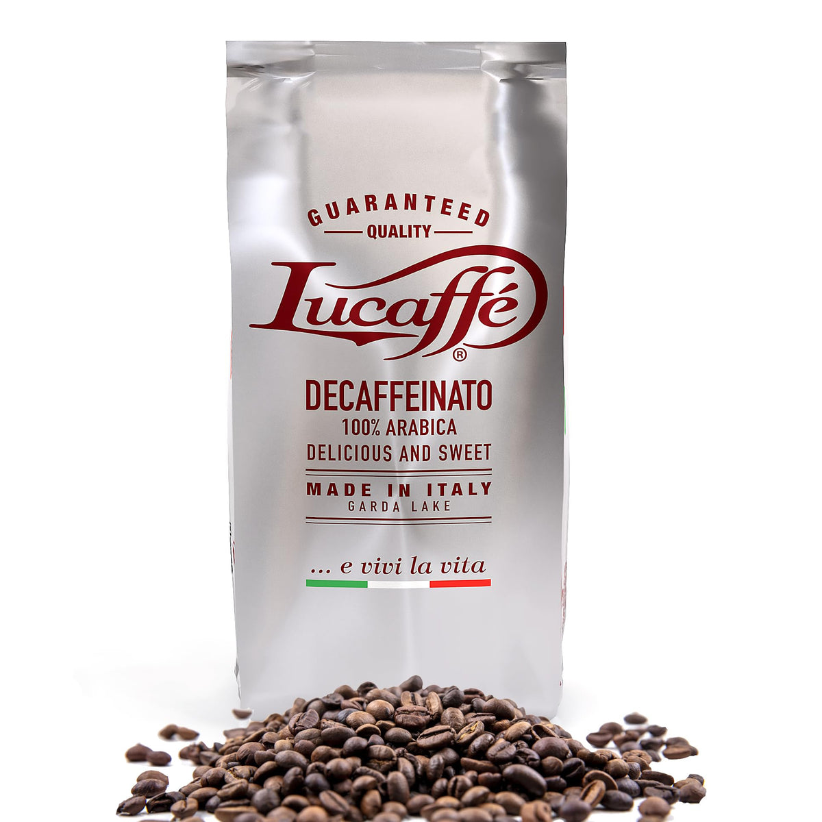 LUCAFFÃƒÆ’Ã†â€™Ãƒâ€ Ã¢â‚¬â„¢ÃƒÆ’Ã¢â‚¬Â¹ÃƒÂ¢Ã¢â€šÂ¬Ã‚Â  Caffe Decaffeinated, 100% Arabica Coffee Beans, 700g Bag Saves Aroma, Naturally Decaffeinated Coffee, Sweet Taste, Full Body, Thick Cream, Pleasant Aroma
