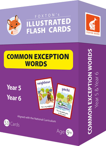 Common Exception Words Flash Cards: Year 5 and Year 6 Words - Perfect for Home Learning - with 102 Colourful Illustrations (Foxton's Illustrated Flash Cards)