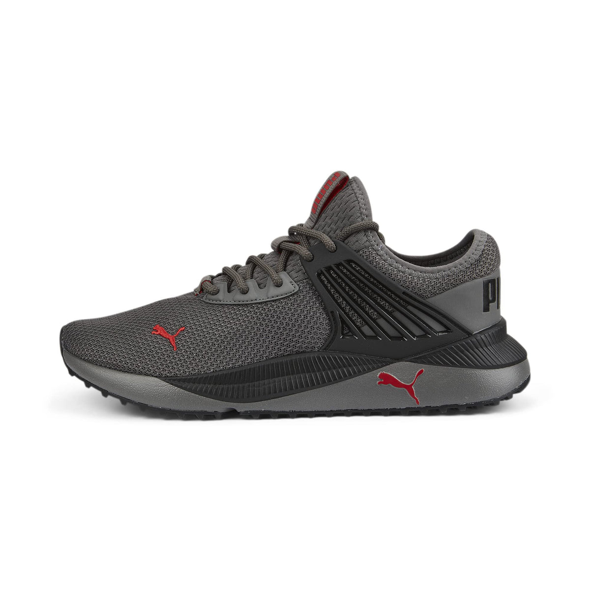 PUMA mens Pacer Future Sneaker, Castlerock-puma Black-high Risk Red, 9.5 US