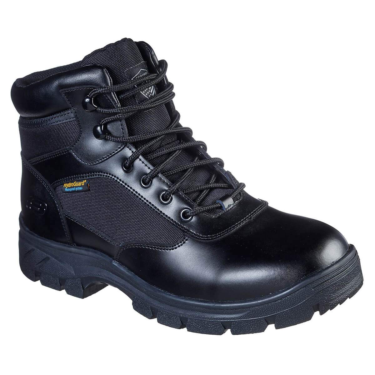 Skechers Men's WASCANA BENEN Industrial Boot, Black Leather W Textile, 7.5