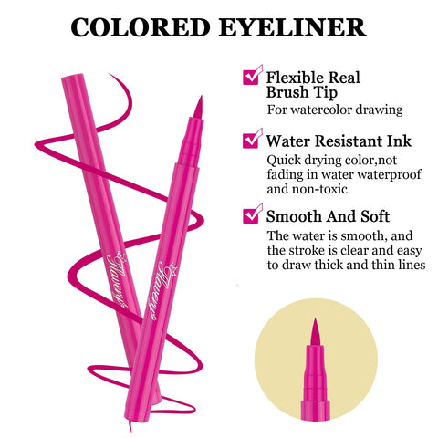 Generic 12 Colored Eyeliners Waterproof Matte Liquid Eyeliner Set Rainbow Color Pencils for Makeup, Perfect for Parties and Daily Use