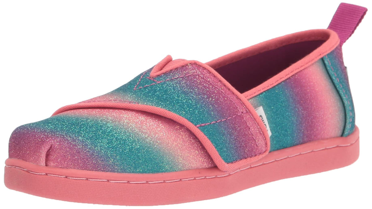 TOMS Tiny Girl's Alpargata Espadrille Loafer Flat, Dark Fuchsia Gradient Glitter, 5