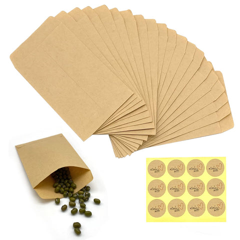 Pack of 100 small brown flat bags, mini paper bags, 6 x 10 cm, kraft paper bags, small, mini paper bags, seed bags for sweets, seeds, wedding gifts, party, birthday (envelope kraft paper)