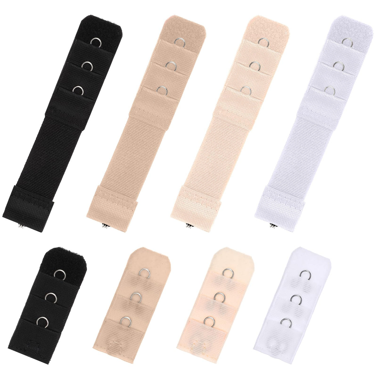 8 Pack Women's Bra Extenders, Flexible Bra Extender Strap 1 Hook 3 Rows Elastic Bra Extension Strap, Soft Stretchy Back Bra Extension Strap for Women