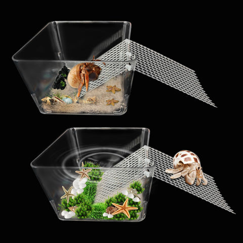 2 Packs Hermit Crab Water Tank - Ideal Hermit Crab Pool and Tank Combination - Hermit Crab Water Tank with Cuttable Climbing Ramp