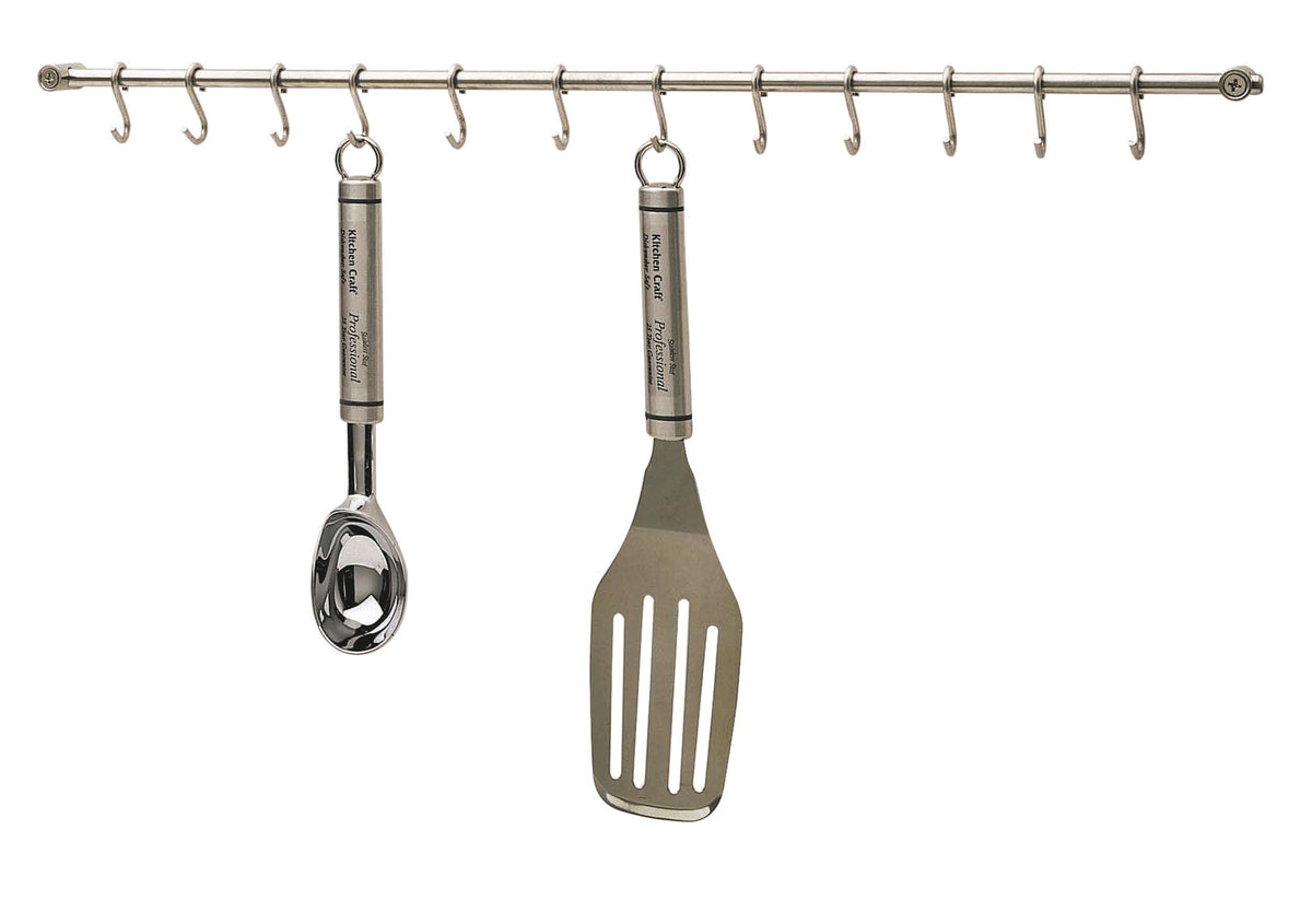 Kitchen Craft KitchenCraft KCRACKDL Kitchen Utensils Hanging Rack with 12 Hooks, Easy to Install, Gift Boxed, Stainless Steel, 52 cm, Silver