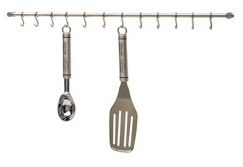 Kitchen Craft KitchenCraft KCRACKDL Kitchen Utensils Hanging Rack with 12 Hooks, Easy to Install, Gift Boxed, Stainless Steel, 52 cm, Silver