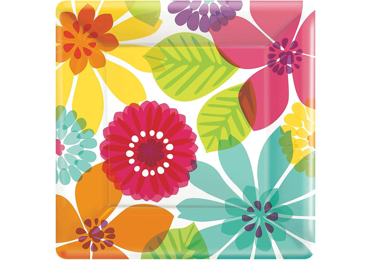 Amscan Day in Paradise Square Plates, 10", Multicolor