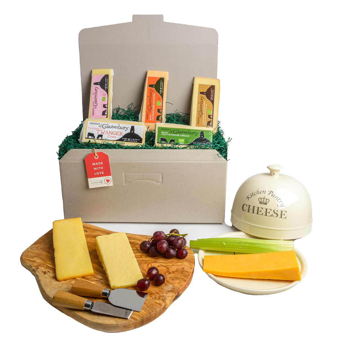 Cheese Hamper Gift Set | Includes Five Individually Wrapped Gourmet Cheeses| Luxury Cheese Hamper, Gourmet Gift Set | Cheese Selection Box. The Perfect Luxury Hamper Box | Food Gifts