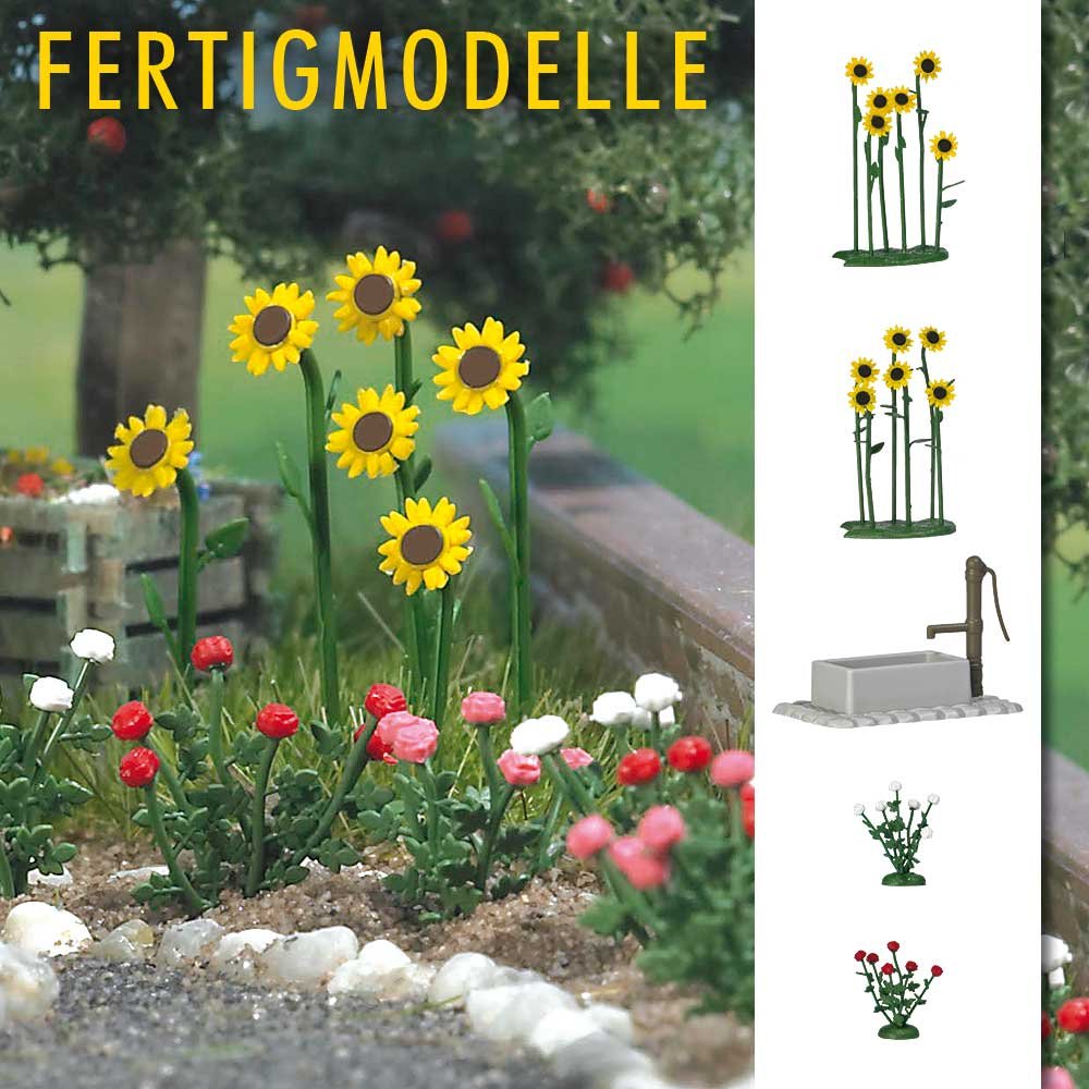 Busch 1232 Sunflowers & Roses with Pump HO Scenery Scale Model Scenery