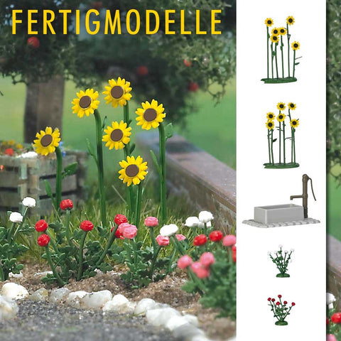 Busch 1232 Sunflowers & Roses with Pump HO Scenery Scale Model Scenery