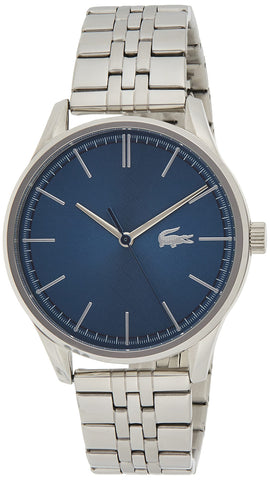 Lacoste Vienna Men's Quartz Stainless Steel Case Watch With Stainless Steel Bracelet, Blue Silver (Model: 2011049)