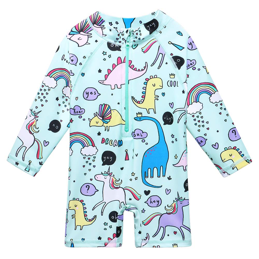 XFGIRLS Baby Girls/Boy Swimsuit One Piece Long Sleeve Rash Guard Shirts Quick-Dry Bathing Suit 6M-12M Cyan
