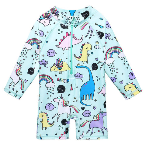 XFGIRLS Baby Girls/Boy Swimsuit One Piece Long Sleeve Rash Guard Shirts Quick-Dry Bathing Suit 6M-12M Cyan
