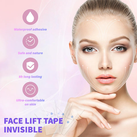 Face Lift Tape Invisible, 128PCSFace Lift Tape, Face Tape,Secret Makeup Tape for Double Chin, Face Lift Tapes and Bands for Jowls, Instant Face Lifting Sticker for Saggy Skin,Cosmetic neck tape