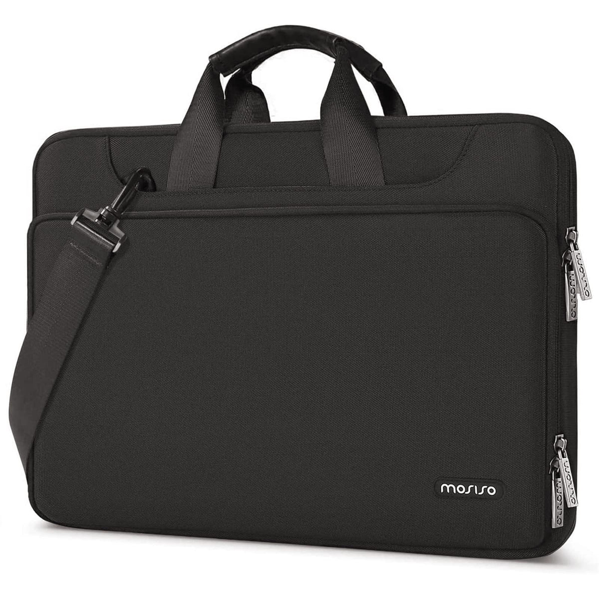 MOSISO 360 Protective Laptop Shoulder Bag Compatible with MacBook Air 13 inch M3/M2/M1 2025-2018, Pro 13 inch M2/M1 2025-2016, Surface Pro 8/7/6/X/5/4/3, Matching Color Sleeve with Belt, Black